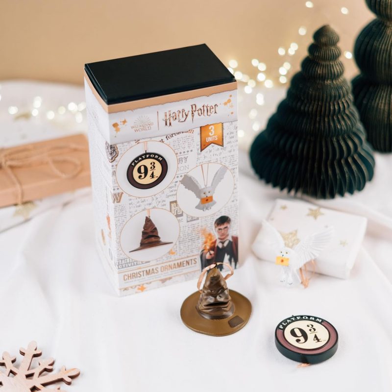 Set Adornos Navidad Harry Potter Sombrero Seleccionador Anden 9 3/4 Y Hedwig