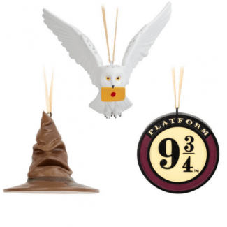 Set Adornos Navidad Harry Potter Sombrero Seleccionador Anden 9 3/4 Y Hedwig