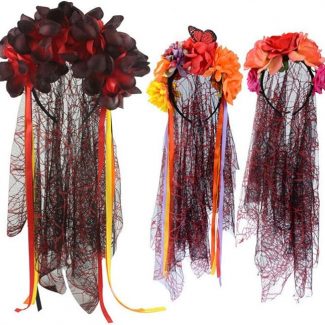 Diadema de flores artificiales para Halloween Día de los muertos
