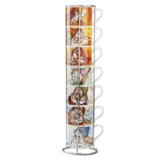 Juego de 7 tazas de café 80 ml + estante metálico Blancanieves