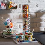 Juego de 7 tazas de café 80 ml + estante metálico Blancanieves