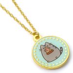 Collar dorado con abalorio redondo azul de Pusheen 40 cm