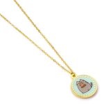 Collar dorado con abalorio redondo azul de Pusheen 40 cm