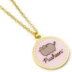 Collar dorado con abalorio redondo rosa de Pusheen 40 cm