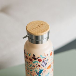 BOTELLA METALICA CON ASA FRIDA KAHLO VIVA LA VIDA